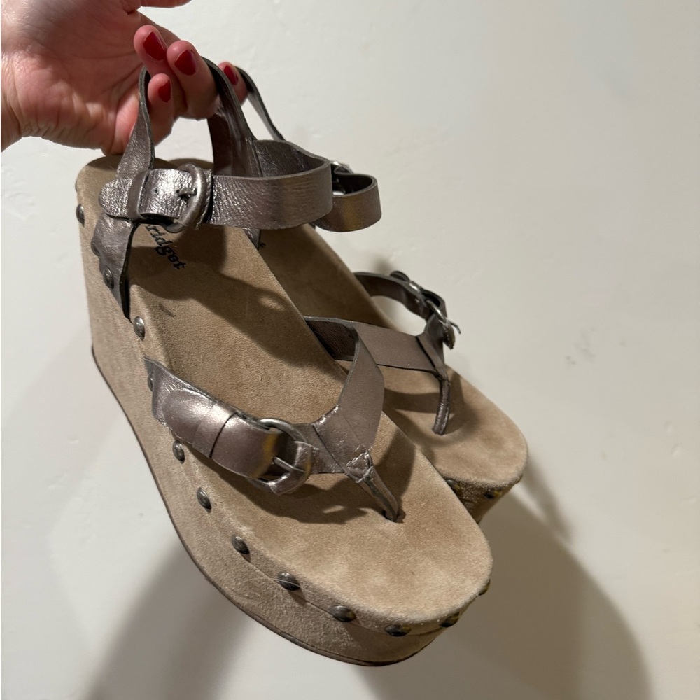 Bridget vintage leather studded platform sandals.
